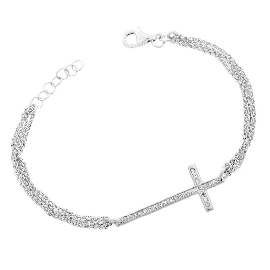 Orphelia ZA-7196 - Armband multiple chains cross - 925 Zilver - Cubic Zirconia - 19 cm