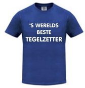 Benza T-shirt 's Werelds beste tegelzetter - Leuk/Grappig/Mooi/Funny - Blauw/Maat XL
