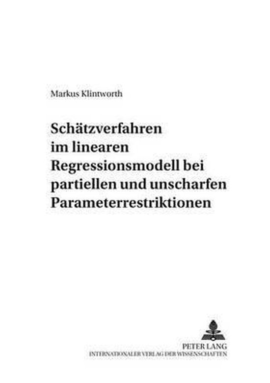 Volkswirtschaftliche Analysen- Schaetzverfahren Im Linearen  ... - cover