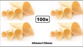 100x Amuse houten puntzak conisch 45mmx130mm - Amuse tapas snack schaal cup bakje kerst gala huwelijk festival koken  restaurant