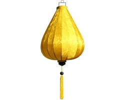 Gele zijden lampion lamp druppel - DR-YE-45-S