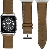 Italiaans leder Top kwaliteit Apple watch horlogebandje Honing (42mm)  zilveren adapter