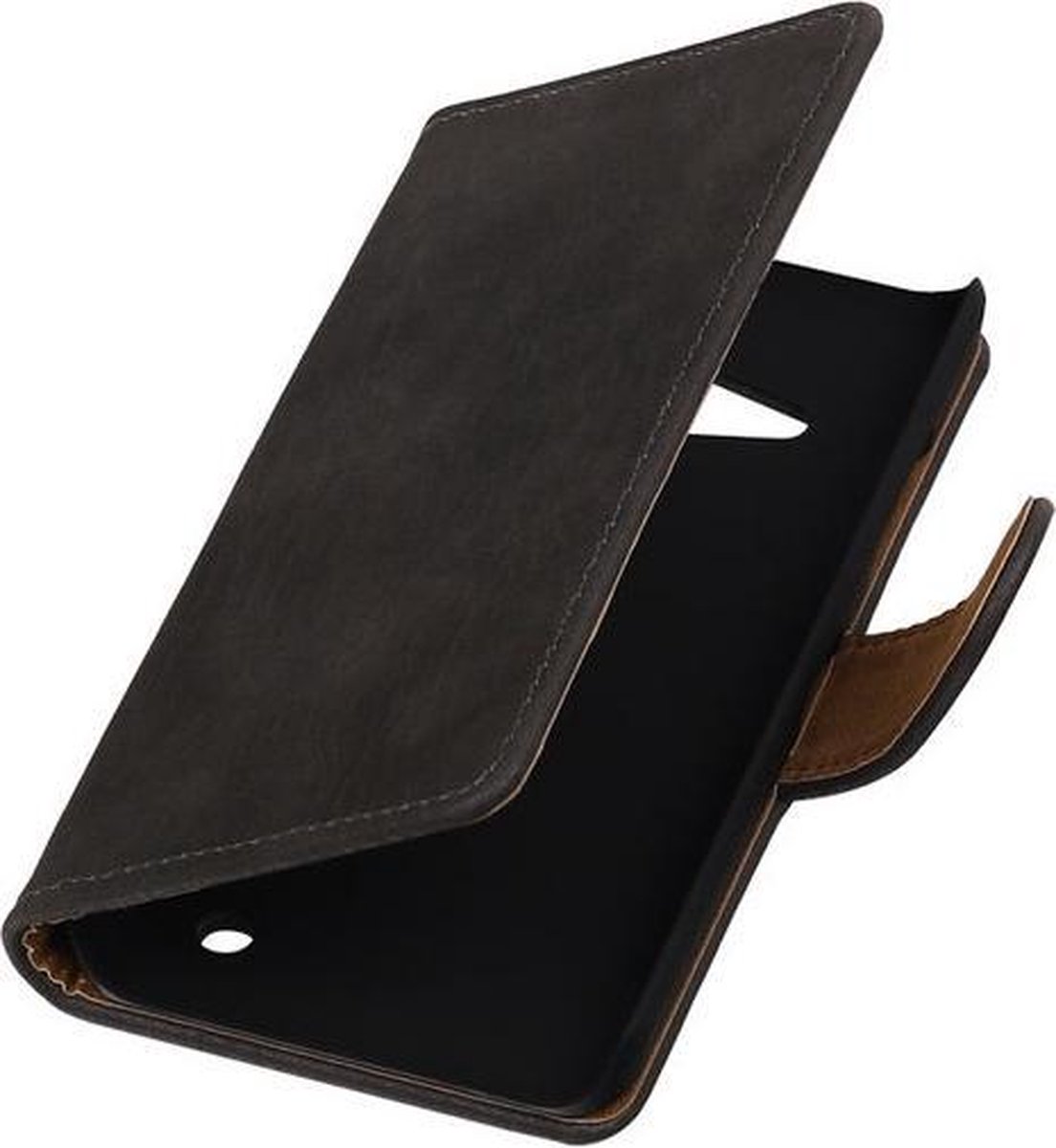 Grijs Hout Booktype Microsoft Lumia 550 Wallet Cover Hoesje