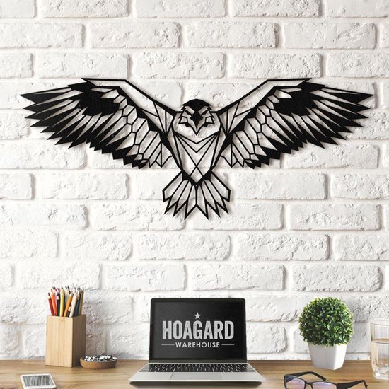 Metalen Adelaar - Muurdecoratie |  80 cm x 35 cm | Metal Eagle Wall Decor - Hoagard | Wanddecoratie | Power Animal