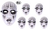 6x Masker hard plastic Mystery zwart wit