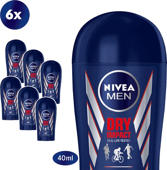 NIVEA MEN Dry Impact Deodorant Stick - 6 x 40 ml - Voordeelverpakking - NIVEA