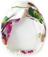 Haarband Satijn - Wit Bloemen - Bandana Hoofdband | 100% Polyester | Elastisch