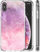 TPU-Siliconen Hoesje Geschikt voor iPhoneX | Xs Design Pink Purple Paint