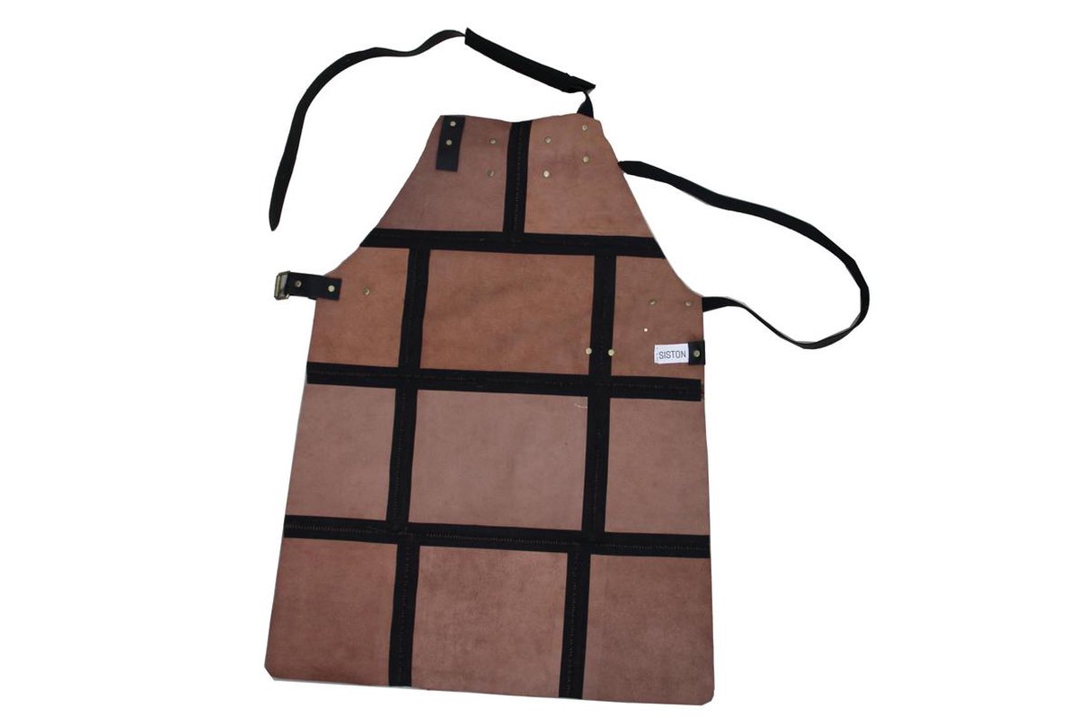 | Luxe lederen BBQ schort 100% Lederen BBQ Schort Leren BBQ Schort Familie Licht bruin Cognac Vaderdag