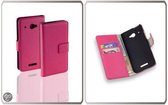 LELYCASE Book Case Flip Cover Wallet Hoesje HTC Butterfly Pink