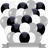 Ballonnen Zwart / Wit / Zilver  (30ST)