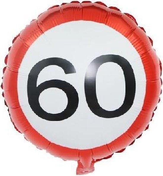 Ballon 60 jaar verkeersbord - Feest versiering – Verjaardag versieringen – Ballonnen – 60 jaar verjaardag