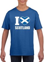 Blauw I love Schotland fan shirt kinderen L (146-152)