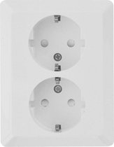 OLYMPIC dubbele wandcontactdoos / stopcontact | half inbouw | met randaarde | POLARWIT