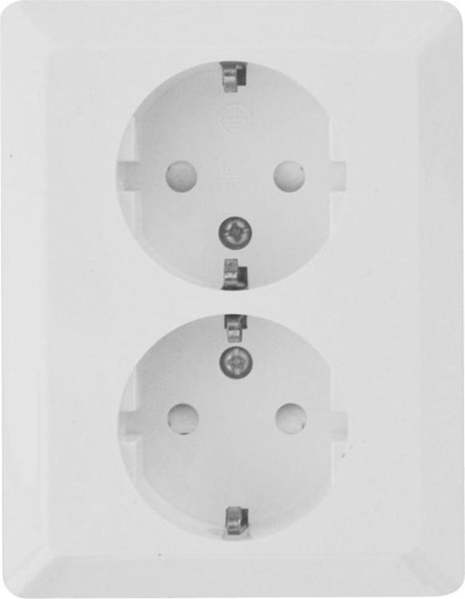 OLYMPIC dubbele wandcontactdoos / stopcontact | half inbouw | met randaarde  | POLARWIT | bol.com