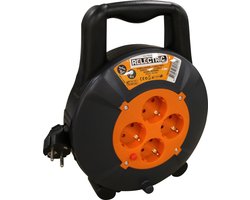 Relectric Kabelhaspel – 5 meter– 4 stopcontacten – Met oprolknop – Randaarde - RELEC492152