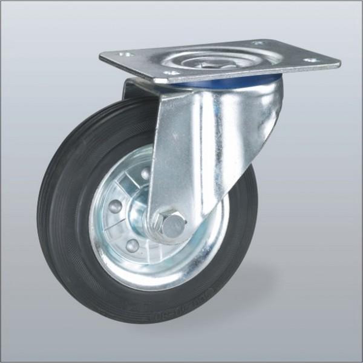 Rubber zwenkwiel met topplaat - 200mm - 250kg