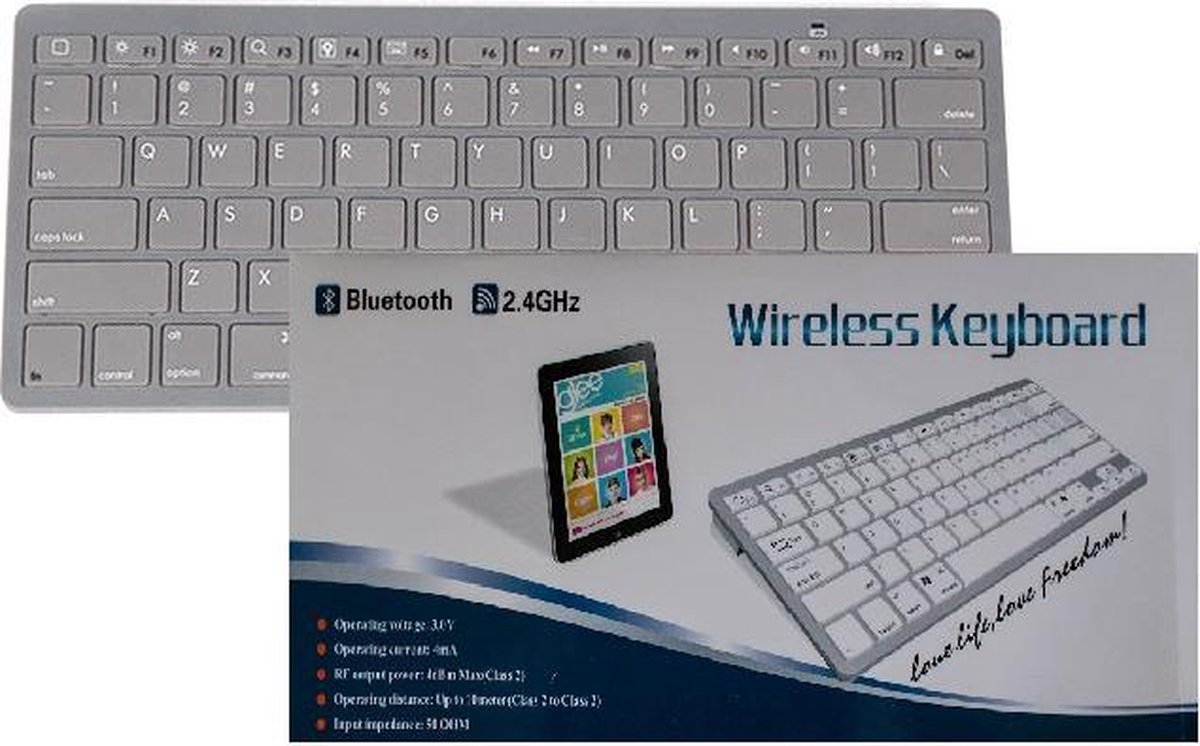 Wireless Bluetooth Keyboard geschikt voor iPhone, iPad, iPod, Samsung, Tablets, Android, LG, Huawei QWERTY Universeel Grijs Grey Wireless Bluetooth Keyboard geschikt voor iPhone, iPad, iPod, Samsung, Tablets, Android, LG, Huawei QWERTY Universeel Grijs Grey