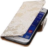 Samsung Galaxy J2 - Wit Lace Booktype Wallet Hoesje