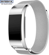 Fitbit Charge 2 Milanese Horloge Bandje met magneetsluiting - Staal - Zilverkleurig - Maat M | Milanees armbandje in geschenkdoos