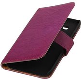 Washed Leer Bookstyle Wallet Case Hoesje - Geschikt voor Samsung Galaxy E5 Paars