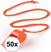 50 Stuks oranje Holland sportfluitjes aan koord