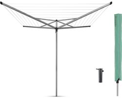 Brabantia Essential Droogmolen - met Beschermhoes en Betonanker - 40 m - Metallic Grey
