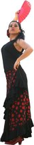 Spaanse jurk - Dans jurk Flamenco - Zwart rode stippen - Maat L - Volwassenen - Verkleed jurk