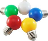 RELED Gekleurde LED lampen - E27 - 1W - IP44 - 5 stuks