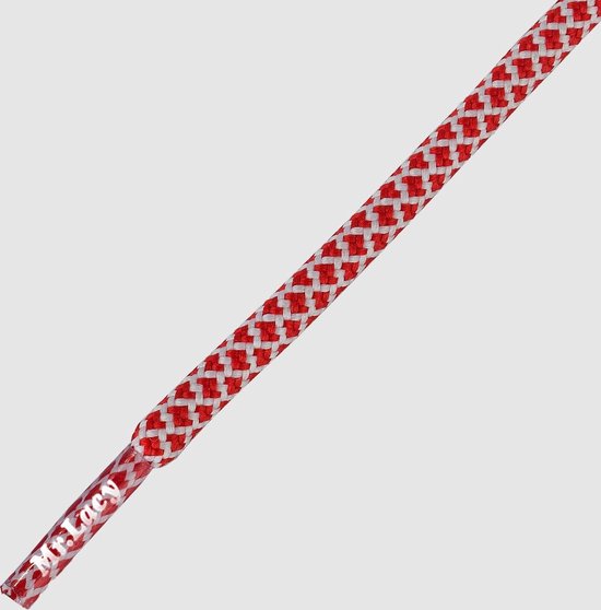 Mr. Lacy - Schoenveters - Ropies rond - rood/wit - veterlengte 130 cm