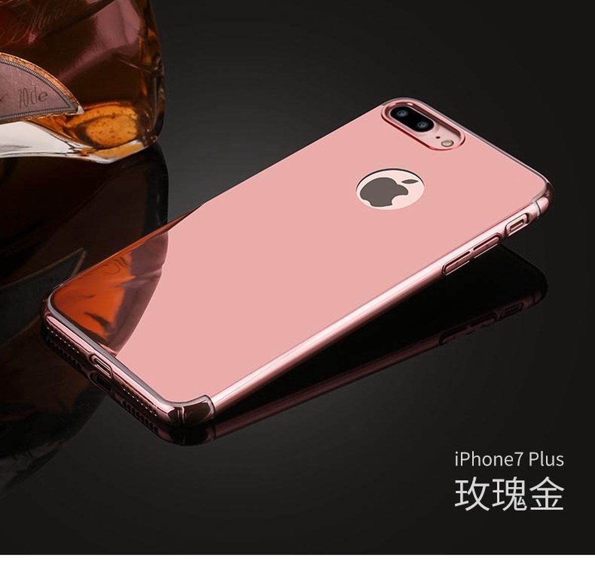 360-graden Spiegel Beschermhoes Set voor iPhone 7 Plus _ Roze Goud