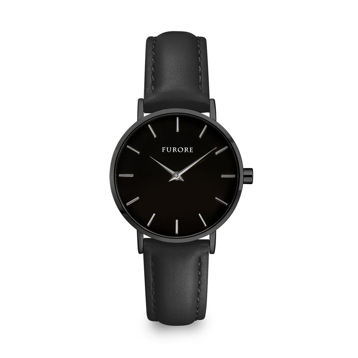 Furore - Dazzling Nature - FU 6006 - dameshorloge - 33mm - leren band - zwart horloge