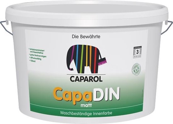 bezig koper gevolg Caparol Capadin 12,5L. Wit - Zeer goed dekkende en afwasbare matte muurverf  | bol.com