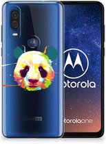 Motorola One Vision Telefoonhoesje met Naam Panda Color