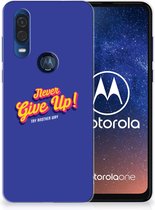 Motorola One Vision Siliconen hoesje met naam Never Give Up