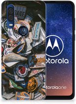 Motorola One Vision Siliconen Hoesje met foto Badges