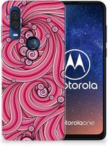 Hoesje maken Motorola One Vision Swirl Pink