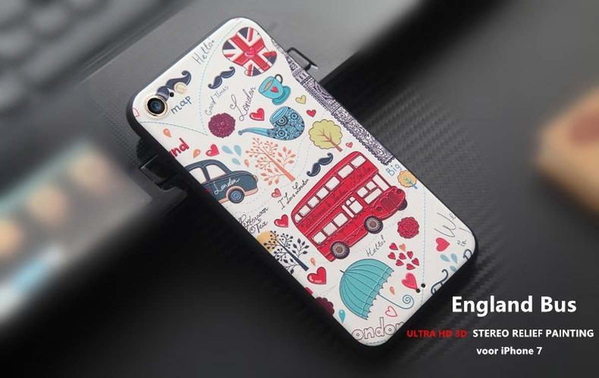 Design 3D Softcase Hoesje - iPhone 7 / 8 - England Bus