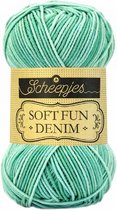 Scheepjes Softfun 516 Denim L Groen. PAK MET 10 BOLLEN a 50 GRAM.  INCL. Gratis Digitale vinger haak en brei toerenteller