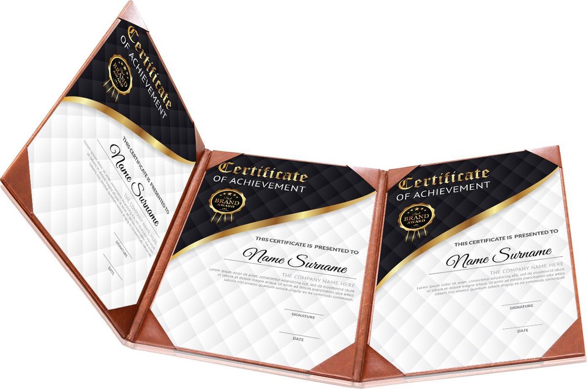 Goodline® - Trouwakte Map / Huwelijksakte Map / Trouwmap - 3x A4 - Donkerbruin