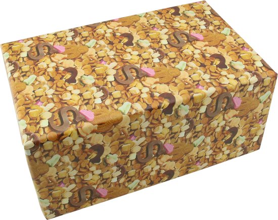 Biscuits au pain d'épice - Papier Sinterklaas - Papier cadeau - Papier Papier cadeau - 200 x 70 cm - 10 rouleaux