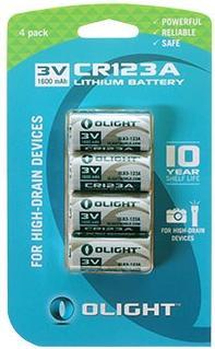 Olight CR123A Lithium batterij 3V 1600mAh 4 stuks