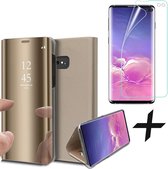 Samsung S10 Plus Hoesje en Samsung S10 Plus Screenprotector - Samsung S10 Plus Hoesje - Samsung S10 Plus Screenprotector - Samsung Galaxy S10 Plus Hoesje Spiegel Book Case Goud + Screen Prote