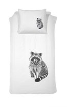 Damai Raccoon Dekbedovertrek - Katoen - Eenpersoons - 140x200/220 cm - White