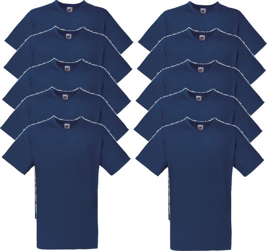 10 x Fruit of the Loom V-Hals ValueWeight T-shirt Navy Maat XXL