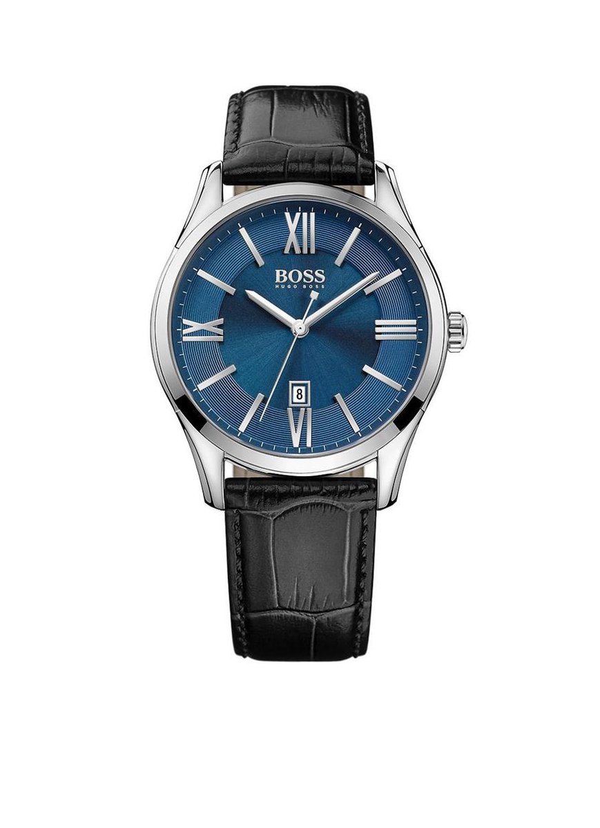 Hugo Boss HB1513386 Horloge - Leer - Zwart - 43 mm