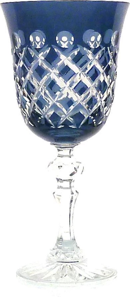 Kristallen wijnglazen - Goblet TAKKO - grey blue - set van 2 - gekleurd kristal