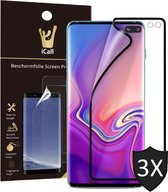 3x Samsung Galaxy S10 Plus Screenprotector | Glas PET Folie Screen Protector Zwart iCall | Full-Screen