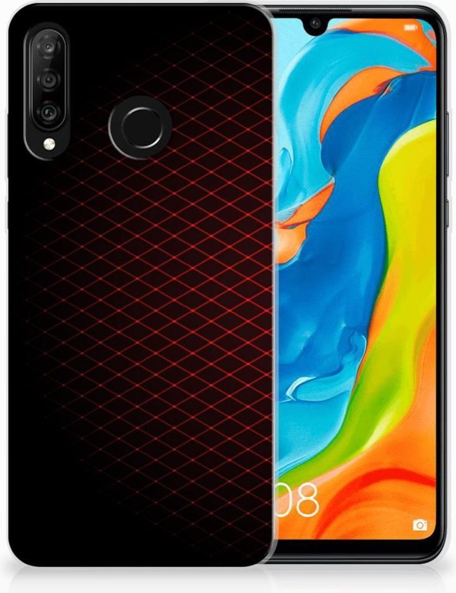 Huawei P30 Lite TPU bumper Geruit Rood