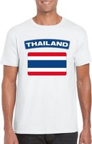 T-shirt met Thaise vlag wit heren XL